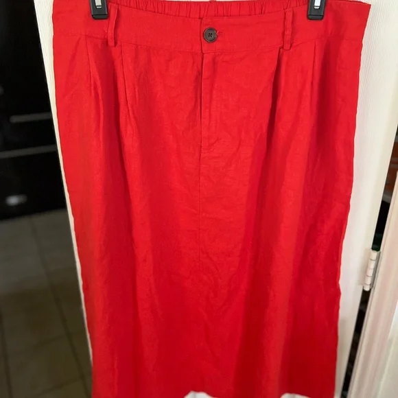 A New Day Red Linen A-line Skirt - Picture 4 of 6
